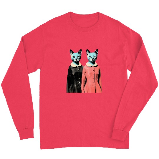 1950s Pop Art Cat Lovers Long Sleeves