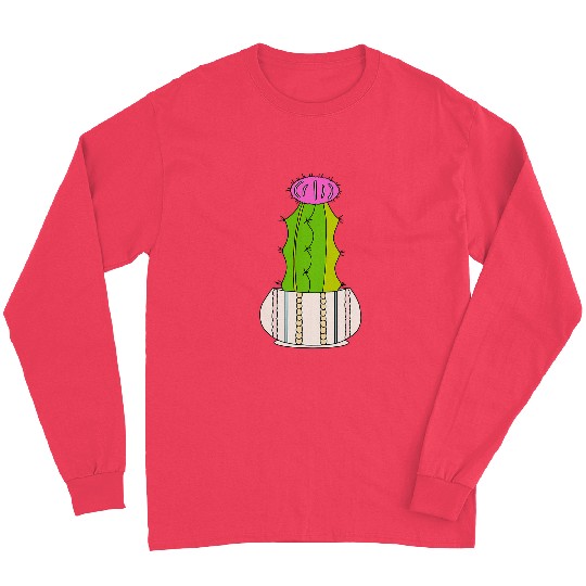 Cute Hybrid Cactus In A CableKnit Patterned Pot Long Sleeves