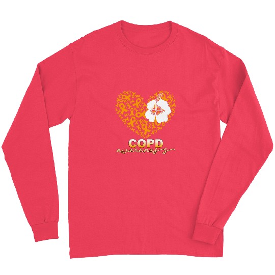 Daisy Butterfly Orange Ribbon Fight COPD Awareness Support Long Sleeves