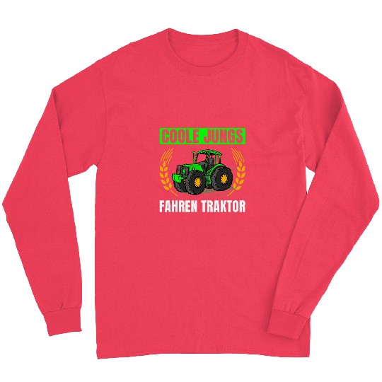 Agriculture cool boys driving tractor Long Sleeves
