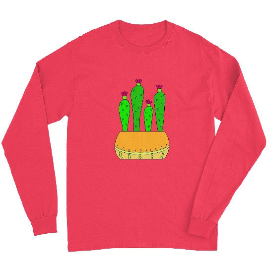 Delicate Melon Pot Cacti Long Sleeves