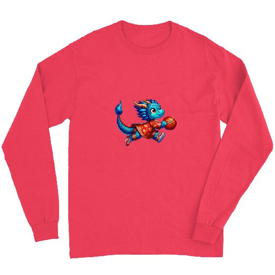 Cute Chinese Dragon Happy Chinese New Year Kids Basketball Long Sleeves