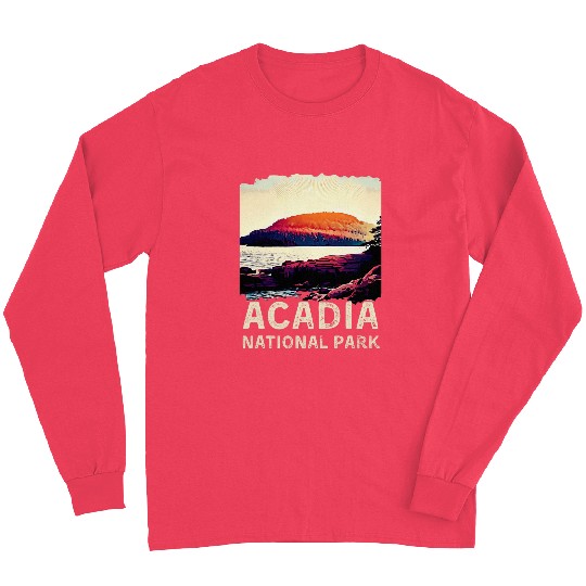 Retro Acadia National Park Perfect for Hiking and Camping Long Sleeves