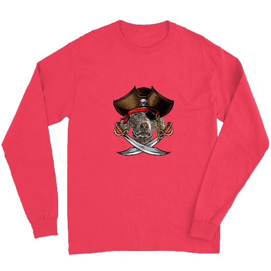 Funny Weimaraner Dog Pirate Captain Halloween Long Sleeves