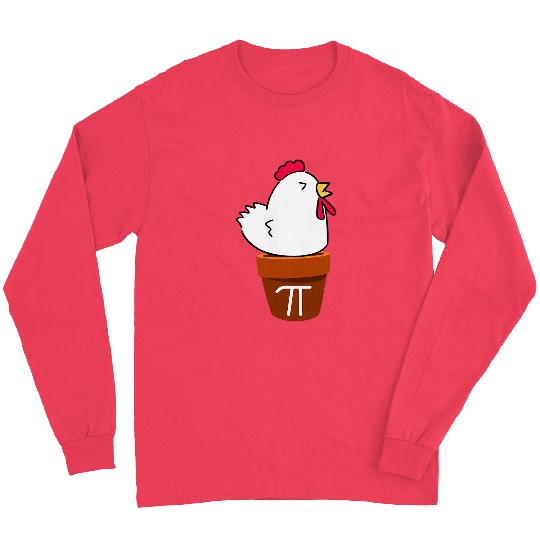 Cute Chicken Pot Pie Funny Math Pun Pi Symbol Long Sleeves