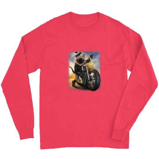 Biker Cat Riding Chopper Motorcycle 21 Long Sleeves