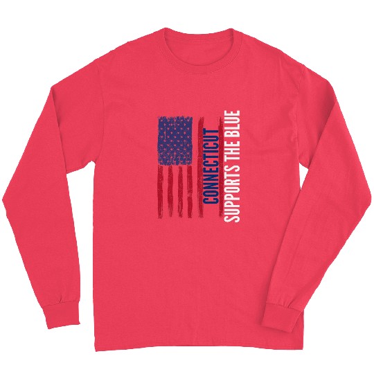Connecticut Backs the Blue American Flag Police Support Long Sleeves