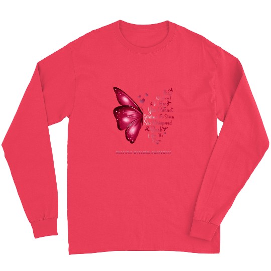 I Am The Storm Multiple Myeloma Awareness Burgundy Butterfly Long Sleeves