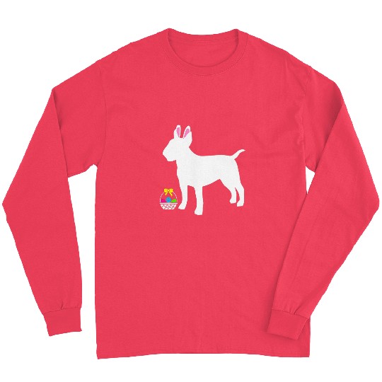 Bull Terrier Easter Bunny Dog Silhouette Long Sleeves