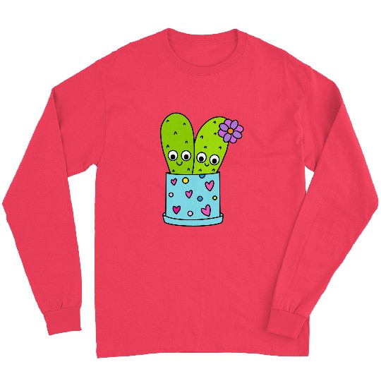 Cacti Couple In Cute Pot Long Sleeves
