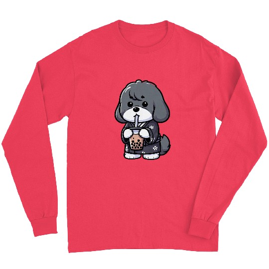 Lhasa Apso Bubble Tea Funny Dog Boba Long Sleeves