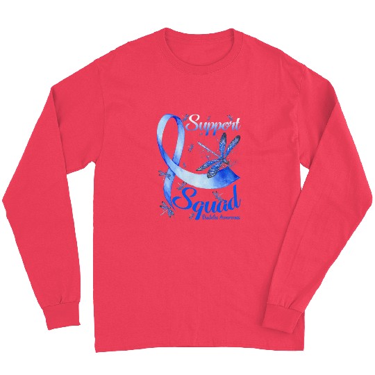 T1D Warrior Support Squad diabetess Awareness Dragonfly Long Sleeves