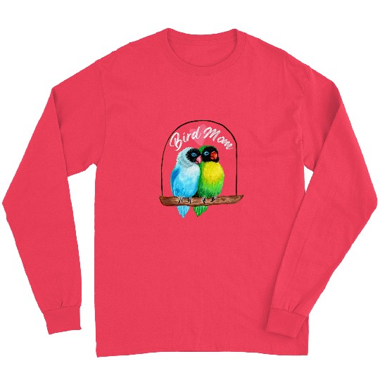 Parrot Bird Mom 2Lovebirds Watercolor Long Sleeves