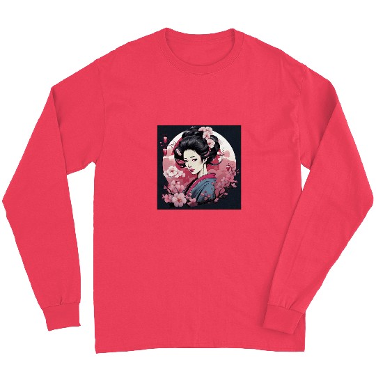 Elegant Geishas Journey Japan Vector Long Sleeves