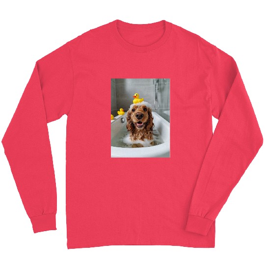 Cocker Spaniel Dog Chilling in the Bath Tub Long Sleeves