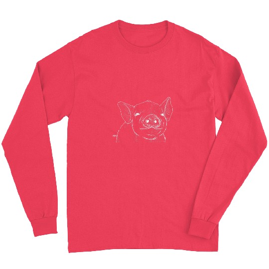 Nature painting cute Pigletss handdrawn pig motif Long Sleeves
