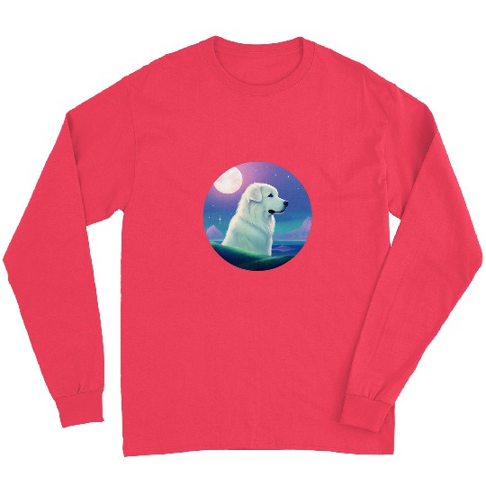 Pastel Great Pyrenees Dog Aurora Sunset Long Sleeves