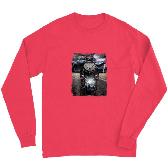 Polar wolfs on Motorcycle Cruise Down Highway 21 Long Sleeves