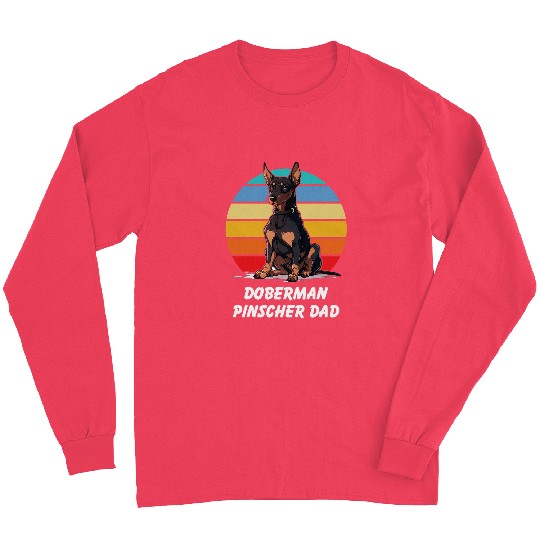 Funny Doberman Pinscher For Dogs Dad Lovers Retro Sunset Long Sleeves
