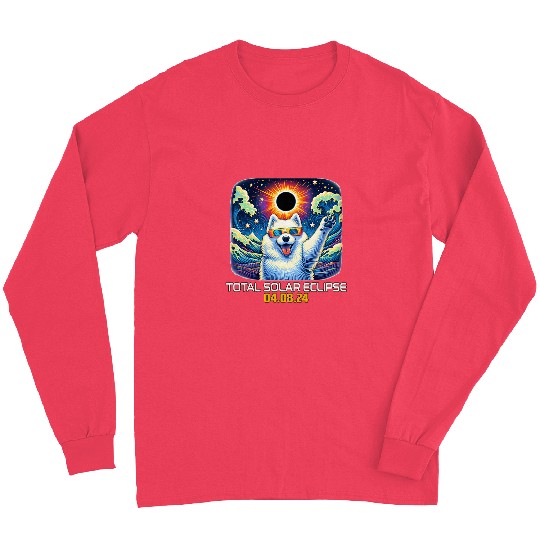 Samoyed Dog Taking Selfie Solar Eclipse Long Sleeves