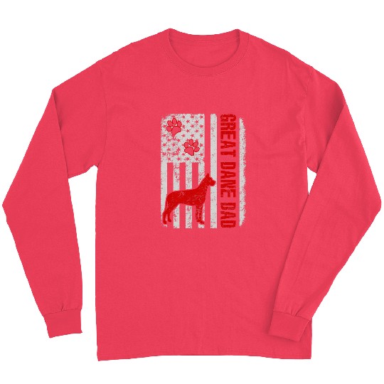 Dog Great Dane Dad American Flag Gift T-Shirt Long Sleeves