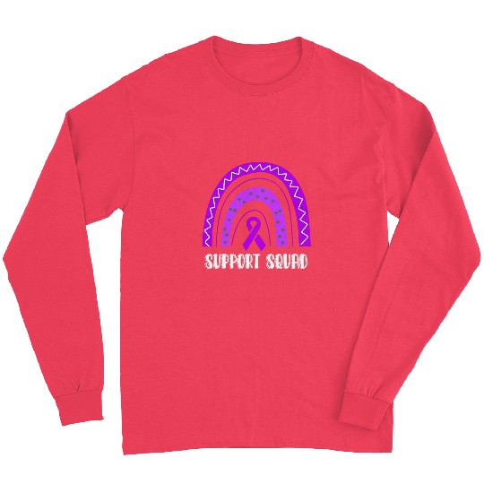 Support Squad Purple Rainbow Ribbon Epilepsy Awareness Long Sleeves
