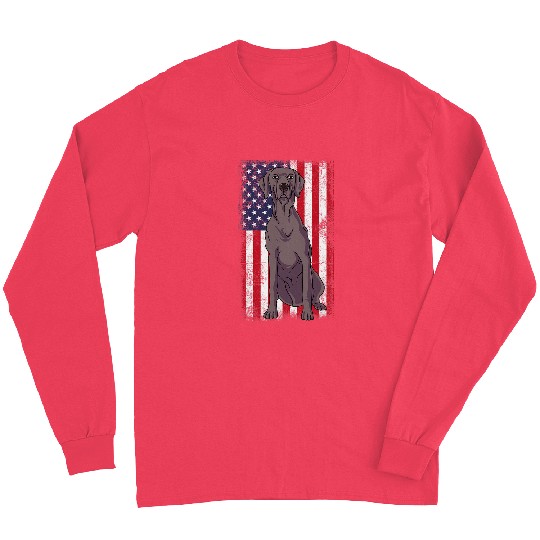 Weimaraner USA Flag Long Sleeves