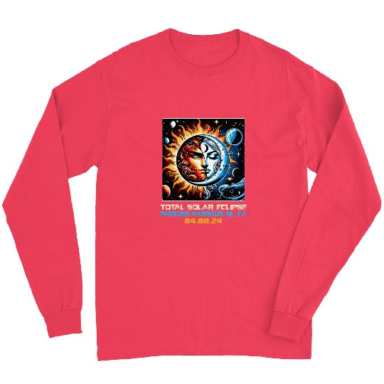 Retro Solar Eclipse Parsons Harbour Newfoundland Canada Long Sleeves