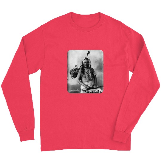 Native American Indian Warrior Historic Aged Original Print Long Sleeves
