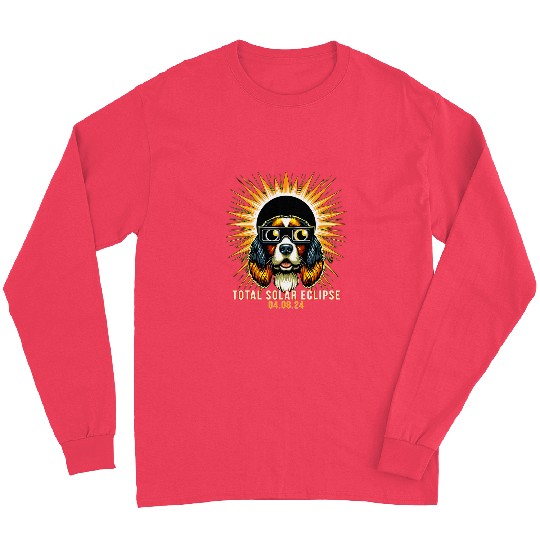 Welsh Springer Spaniel Dog Watching Total Solar Eclipse Long Sleeves