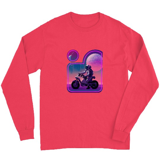 Motorcycle Riding Astronaut 2Futuristic Space Exploration Long Sleeves