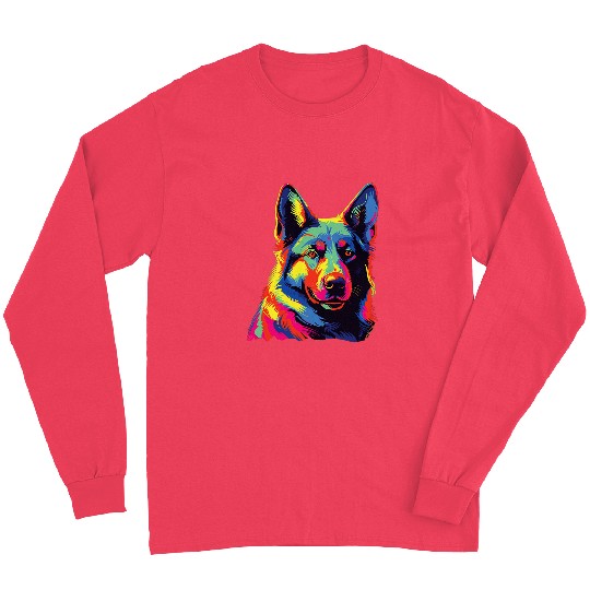 Watercolor Colorful Norwegian Elkhound Dog 1 Long Sleeves