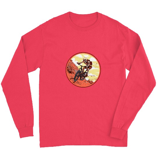 Mountain Biker Skeletons Monster Retro Horror Biking Long Sleeves