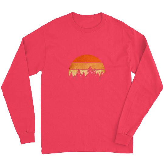 Pretty retro sunset powerful forest trees Long Sleeves