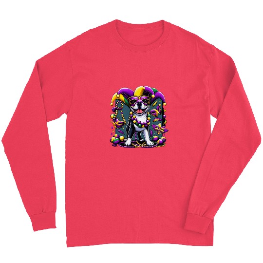 Mardi Gras Boston Terrier Dog Long Sleeves