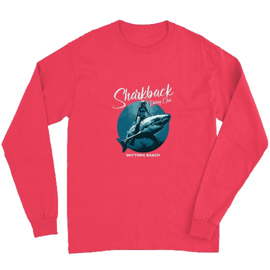 Sharkback Riding Daytona Beach Funny Shark Long Sleeves