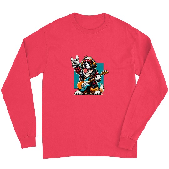 Rock Sign Punk Guitarist Saint Bernard Dog Long Sleeves