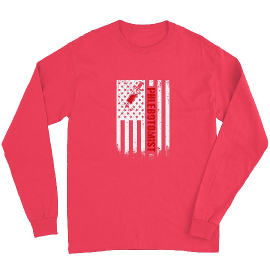Patriotic Phlebotomist American flag Phlebotomy Technician Long Sleeves