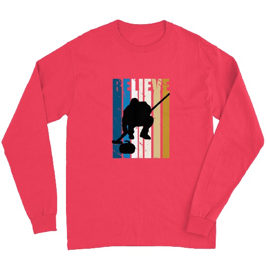 Retro Mens Ice Curling Winter Sports Training Train Coach Long Sleeves