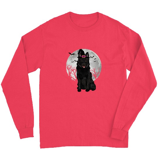 Scary Schipperke Dog Witch Hat Halloween Long Sleeves