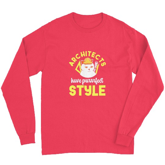 Architect Cat Lover Architecture Engineer Kawaii Art Long Sleeves
