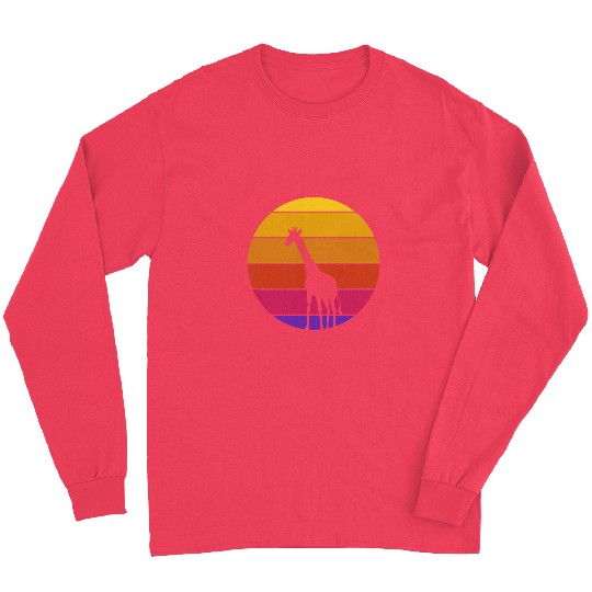 Giraffe Retro Sunset Giraffe Zoo Worker Animal Long Sleeves