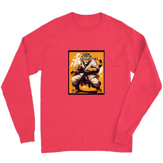 Karate King Graphic With a Tiger Karate Warrior Design Long Sleeves
