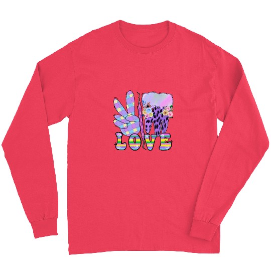 Peace Love Dental Purple nurses Cute Teeth Long Sleeves