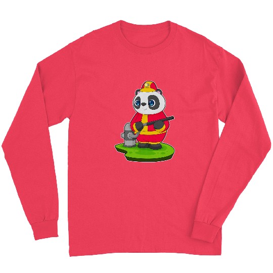 Panda Firefighter Fires hose Fires department Long Sleeves