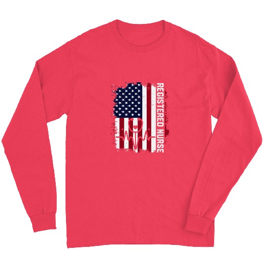 Registered nurses Patriotic American flag RN Nursing student Long Sleeves