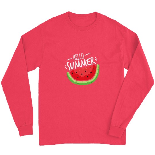 Hello summer watermelon funny vacation break teacher student Long Sleeves