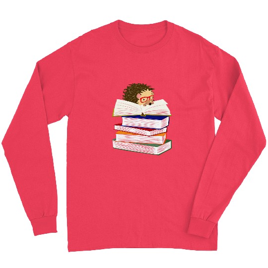 Hedgehog Book Lover Hedgepig FurzePig Bookworm Nerd Reader Long Sleeves
