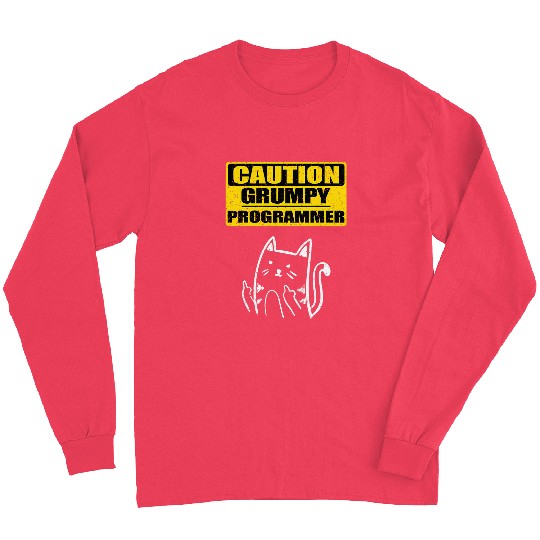 Working Caution Grumpy Programmer Colleague Sarcastic Cat Long Sleeves
