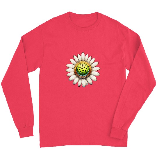 Cute Pickleball Daisy Flower for Paddleball Grandma Long Sleeves